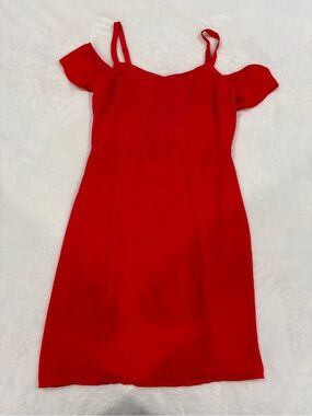 Express Red Off-Shoulder Spaghetti-Strap Dress